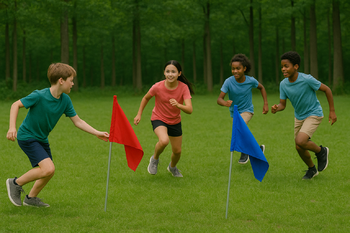 Kinder spielen Capture the Flag